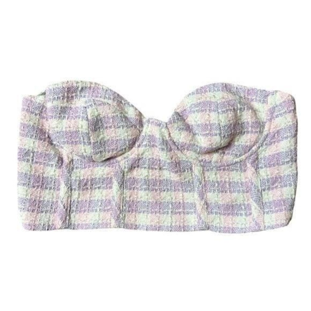 Zara Tweed Bustier‎ Top NWT Size L - Picture 2 of 11